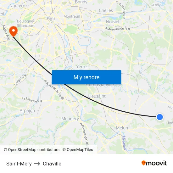 Saint-Mery to Chaville map