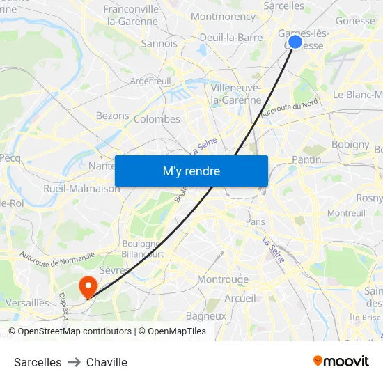 Sarcelles to Chaville map