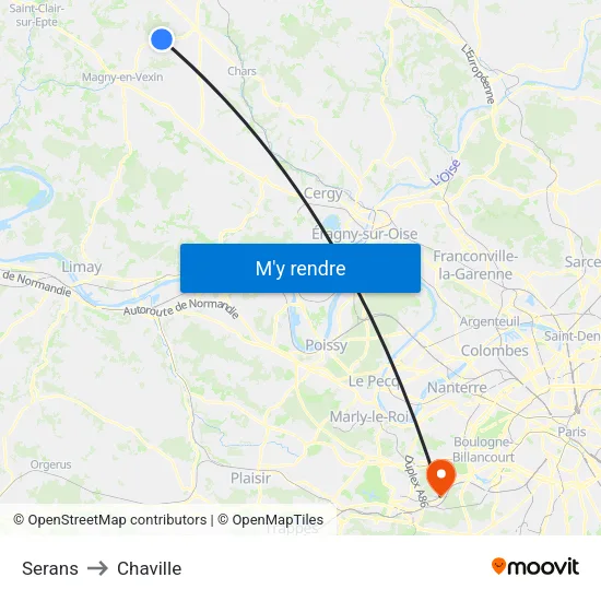 Serans to Chaville map
