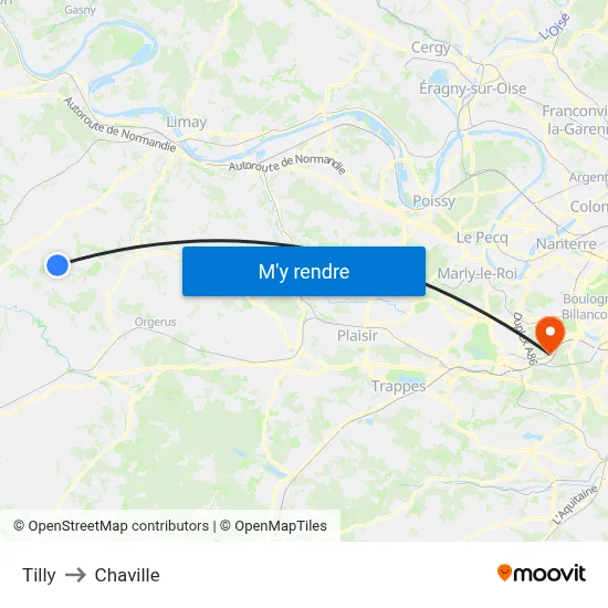 Tilly to Chaville map