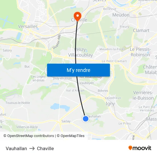 Vauhallan to Chaville map