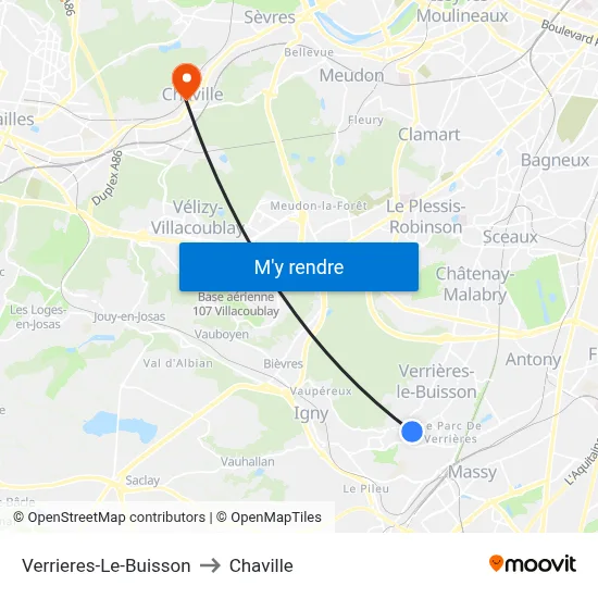 Verrieres-Le-Buisson to Chaville map