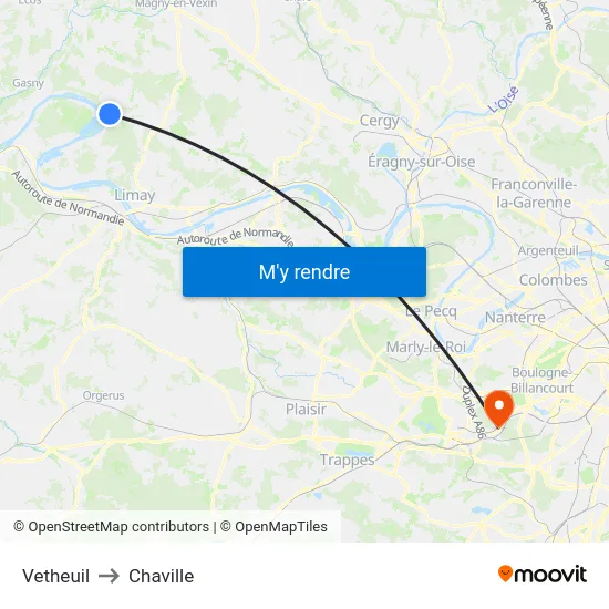 Vetheuil to Chaville map