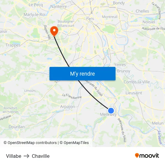 Villabe to Chaville map