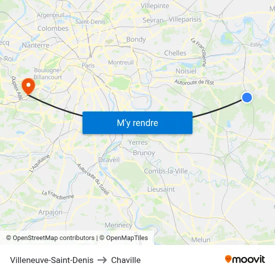 Villeneuve-Saint-Denis to Chaville map