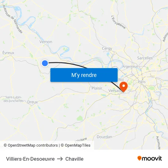 Villiers-En-Desoeuvre to Chaville map