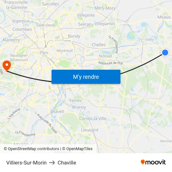 Villiers-Sur-Morin to Chaville map