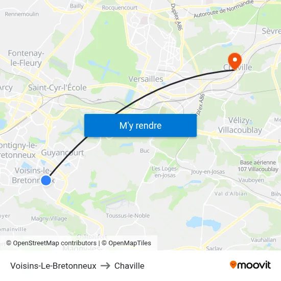 Voisins-Le-Bretonneux to Chaville map