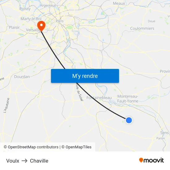 Voulx to Chaville map