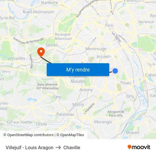 Villejuif - Louis Aragon to Chaville map