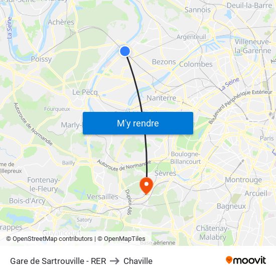 Gare de Sartrouville - RER to Chaville map