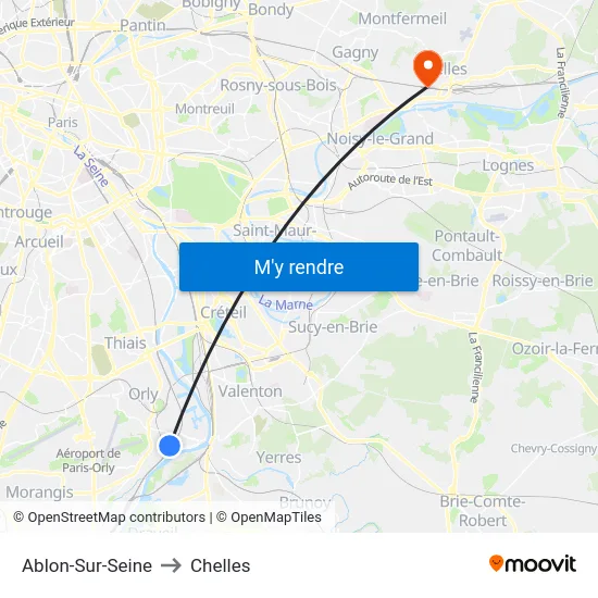 Ablon-Sur-Seine to Chelles map