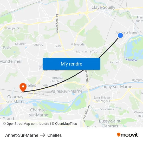 Annet-Sur-Marne to Chelles map