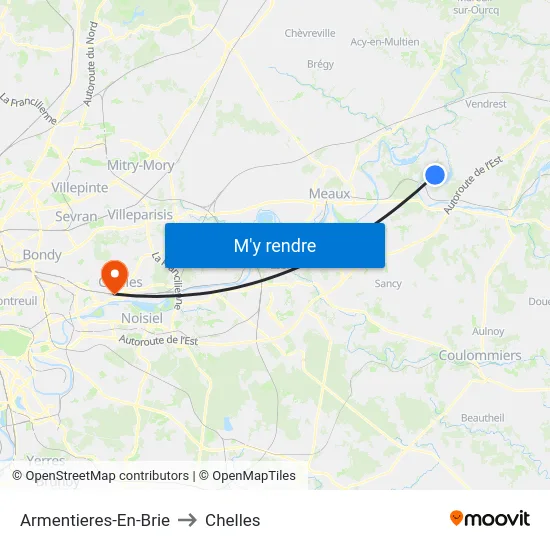 Armentieres-En-Brie to Chelles map