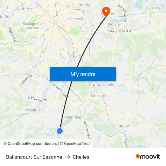 Ballancourt-Sur-Essonne to Chelles map