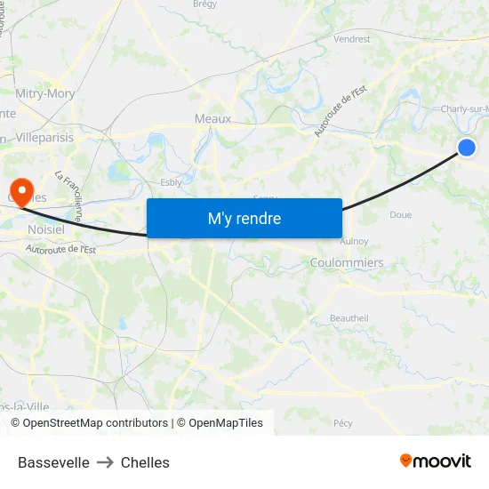Bassevelle to Chelles map