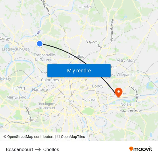 Bessancourt to Chelles map
