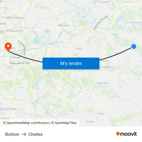 Boitron to Chelles map