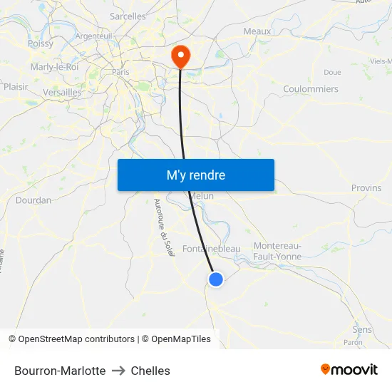 Bourron-Marlotte to Chelles map