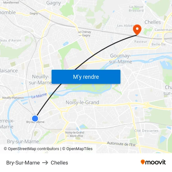 Bry-Sur-Marne to Chelles map