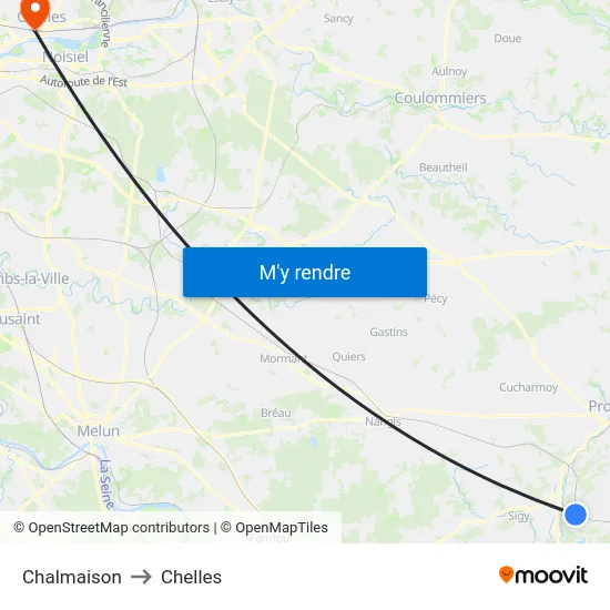 Chalmaison to Chelles map