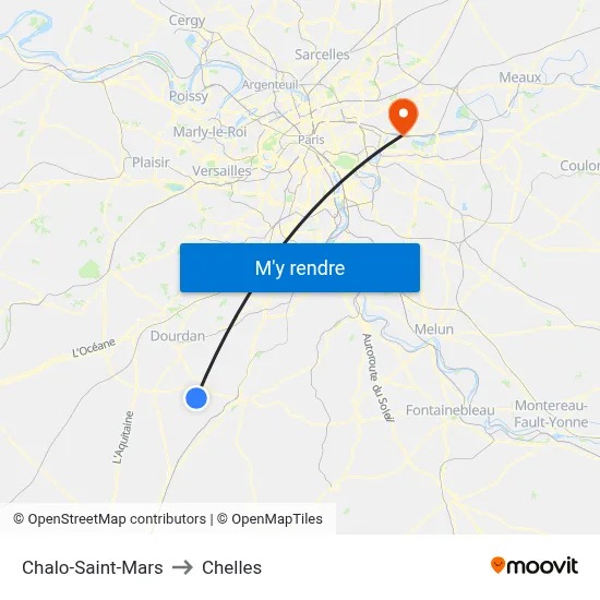 Chalo-Saint-Mars to Chelles map
