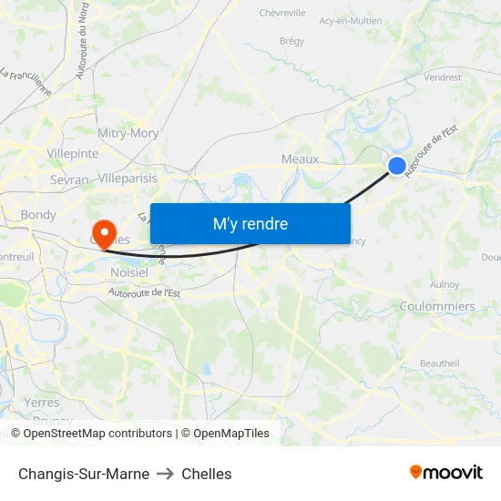 Changis-Sur-Marne to Chelles map