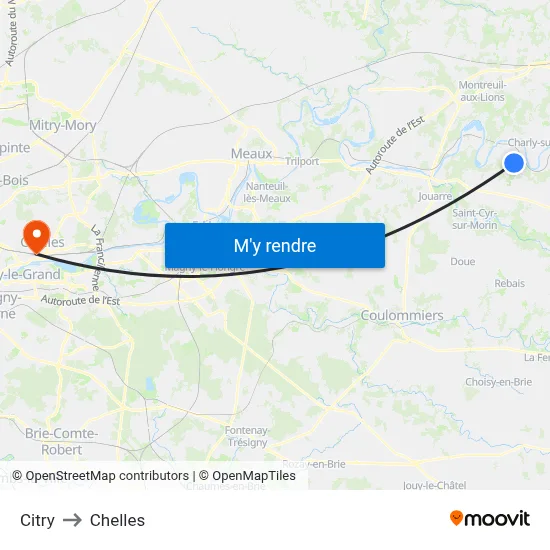 Citry to Chelles map