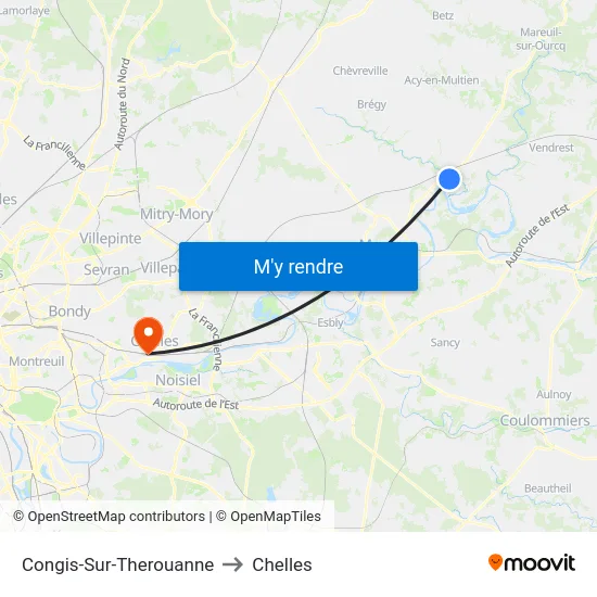Congis-Sur-Therouanne to Chelles map