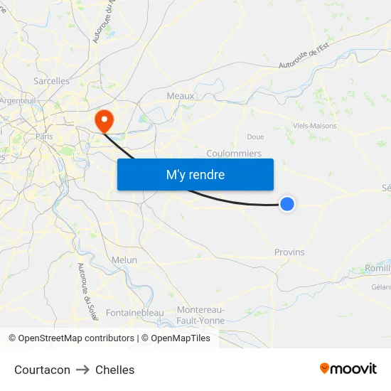 Courtacon to Chelles map