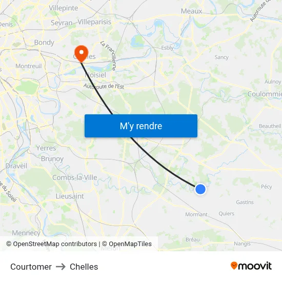Courtomer to Chelles map
