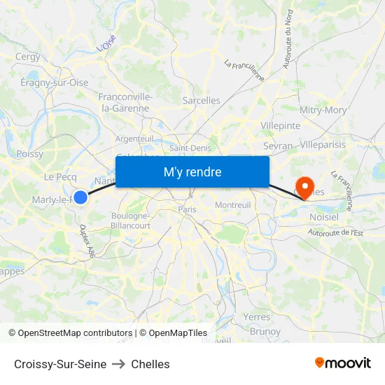 Croissy-Sur-Seine to Chelles map