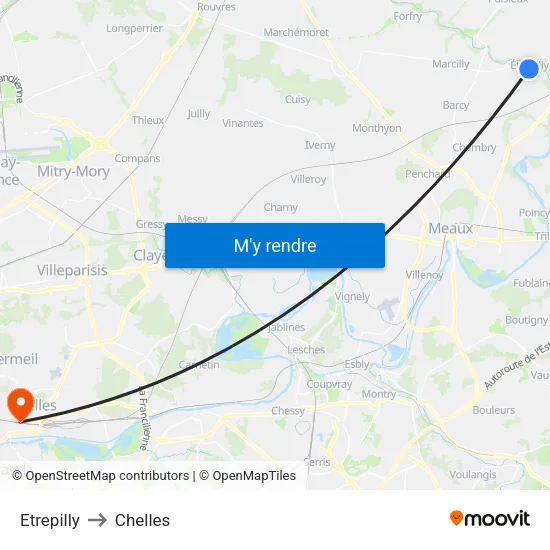 Etrepilly to Chelles map