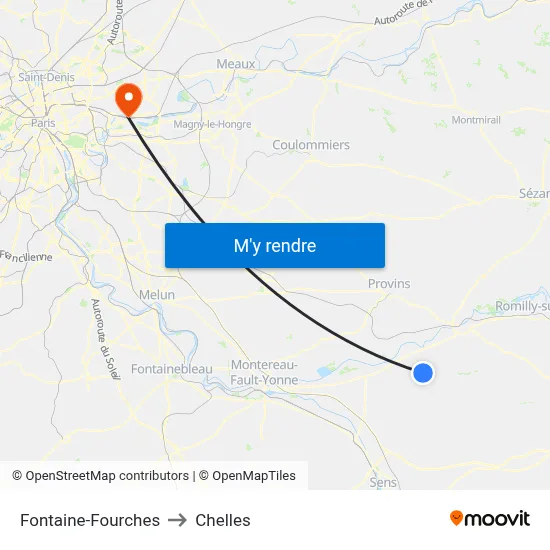 Fontaine-Fourches to Chelles map