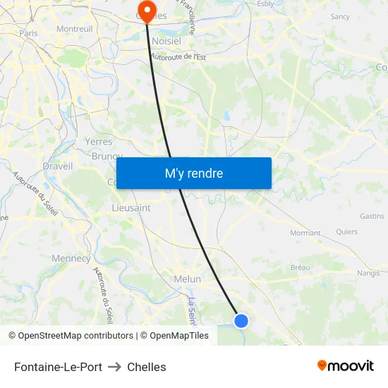 Fontaine-Le-Port to Chelles map