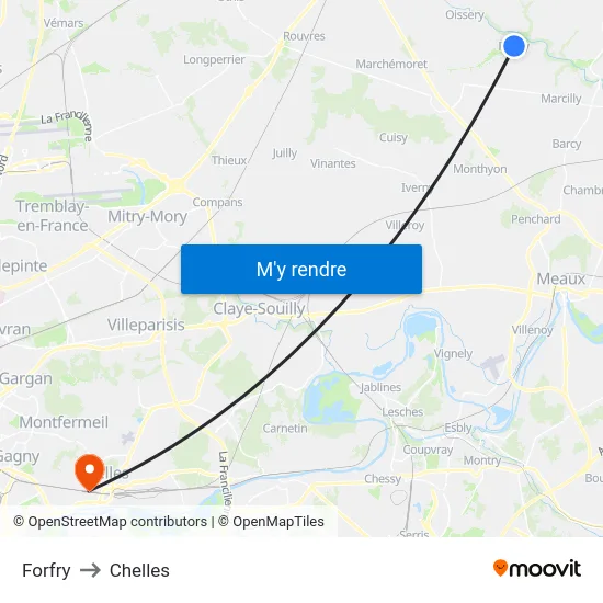 Forfry to Chelles map