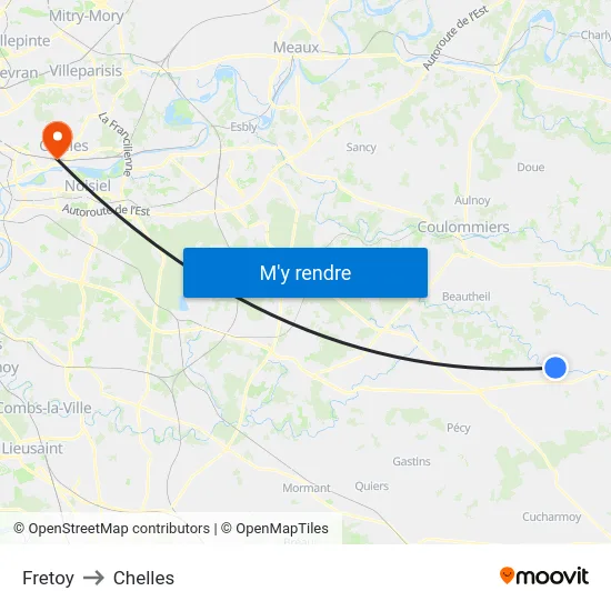 Fretoy to Chelles map
