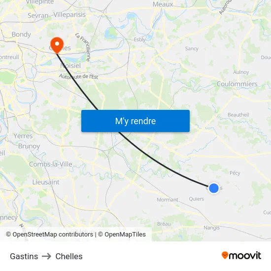Gastins to Chelles map