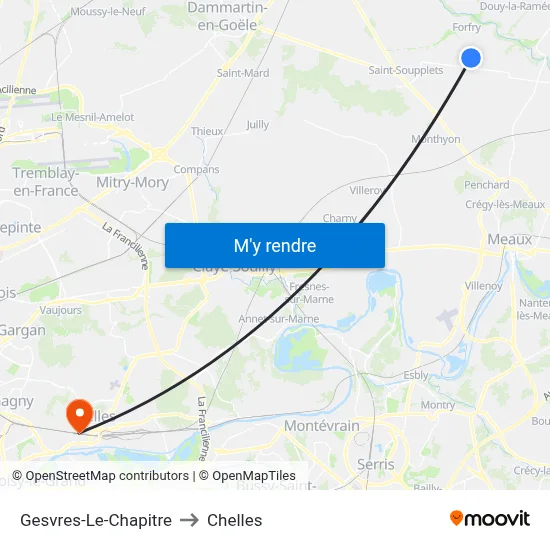 Gesvres-Le-Chapitre to Chelles map