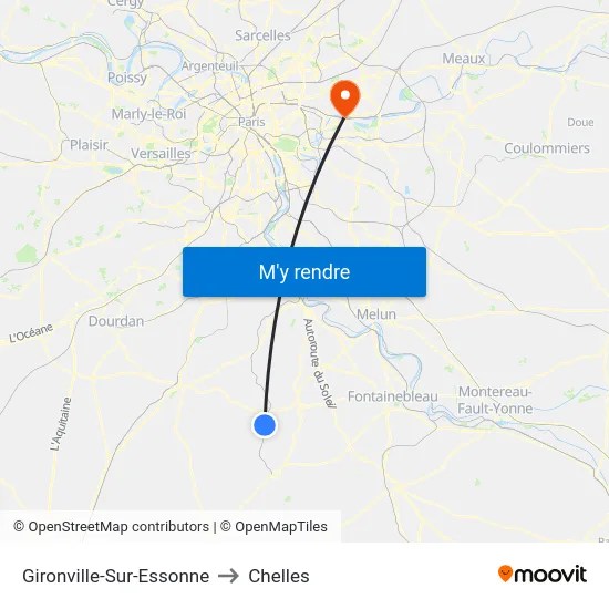 Gironville-Sur-Essonne to Chelles map