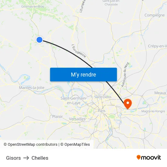Gisors to Chelles map
