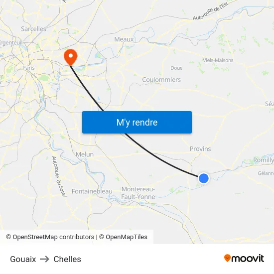 Gouaix to Chelles map