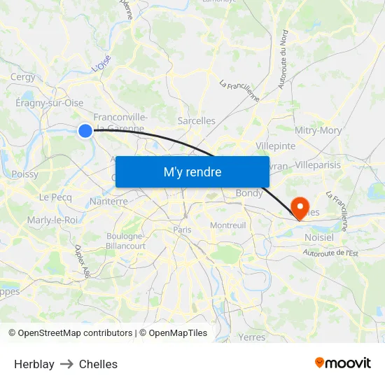 Herblay to Chelles map