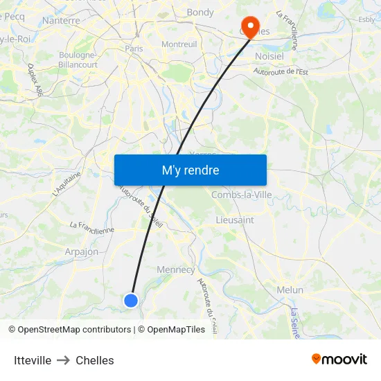 Itteville to Chelles map