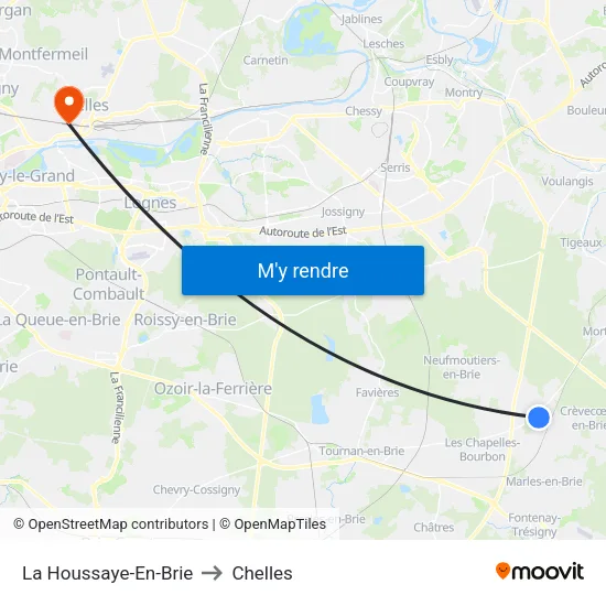 La Houssaye-En-Brie to Chelles map