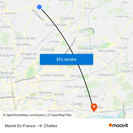 Mareil-En-France to Chelles map