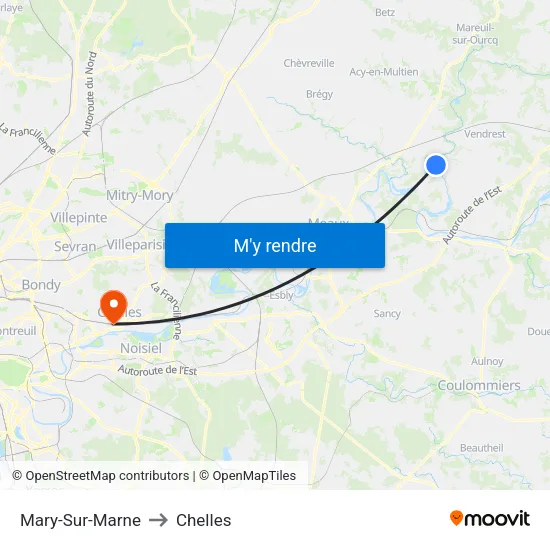 Mary-Sur-Marne to Chelles map