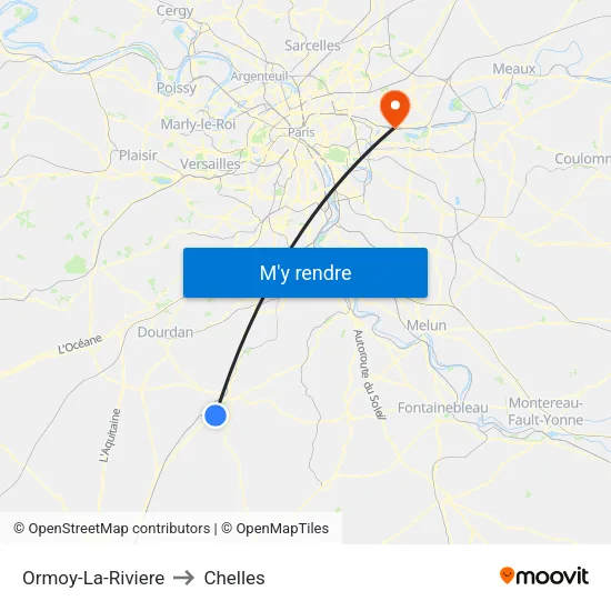 Ormoy-La-Riviere to Chelles map
