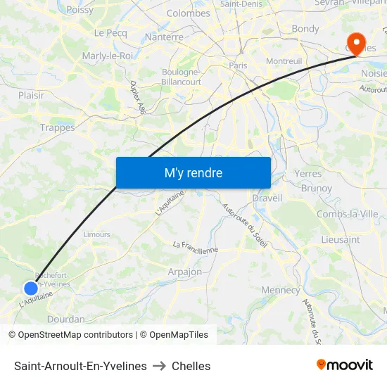 Saint-Arnoult-En-Yvelines to Chelles map