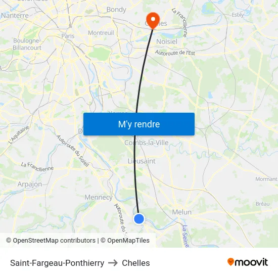 Saint-Fargeau-Ponthierry to Chelles map